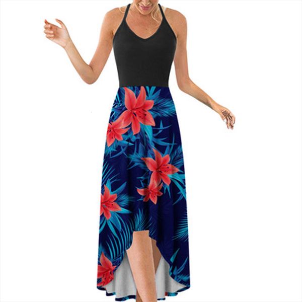 

fashion summer sundress cold shoulder womens dresses casual print loose sleeveless vest dress, Black;gray