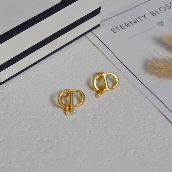 

design jewelry pearl earrings 2021 new letter pendant, Golden