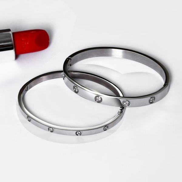 

beatiful bracelets for couples stainless steel bangle woman and man fashion jewelry drop shipping1, Black