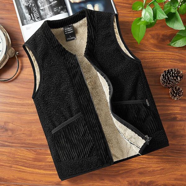 

men's vests fleece vest autumn winter men waistcoat outdoor fishing pography big 6xl gilet homme sleeveless korean jacket, Black;white
