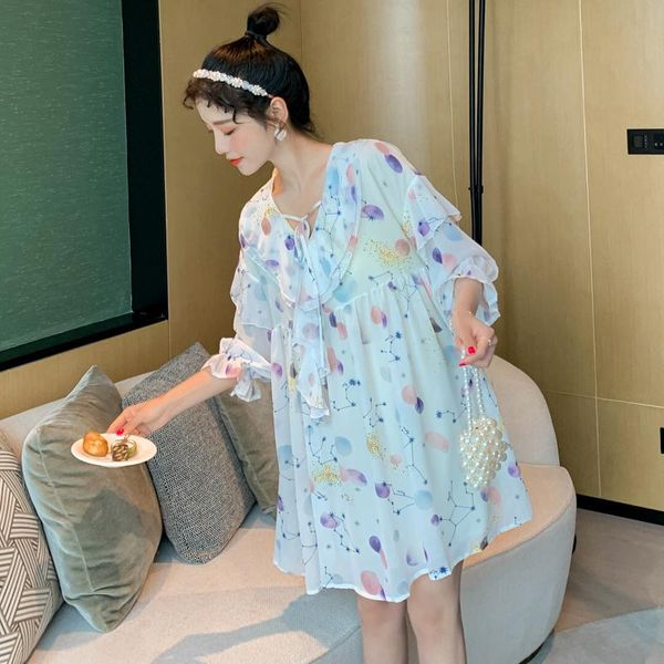 

maternity dresses 37665# clothes summer short sleeves easy matching loose chiffon dress pregnant women pregnancy, White