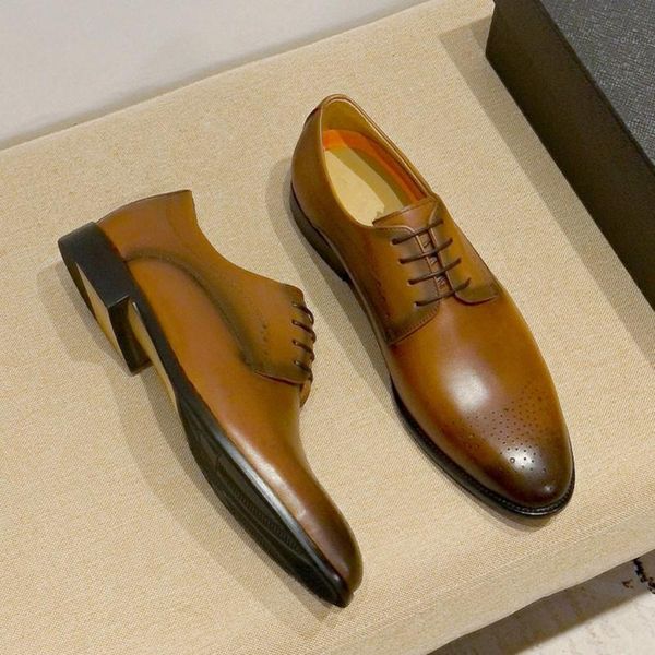 

dress shoes 21aw designers man leather formal oxfords business men official original box dusty bag card, Black
