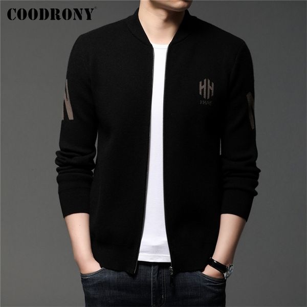 

coodrony brand autumn winter arrival warm knitwear sweater coat jacket streetwear fashion pattern cardigan men clothes c2116 211221, White;black