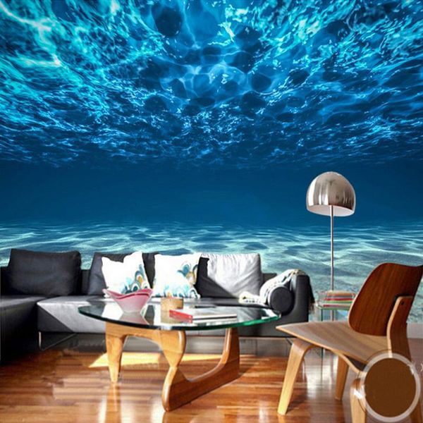 

wallpapers custom 3d po wallpaper home decor blue seabed sea water scenery wall painting living room bedroom backdrop mural cloth