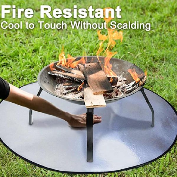 

outdoor pads fire pit mat bbq fireproof pad resistant desk protector round grill barbecue fiberglass carpet camping tools
