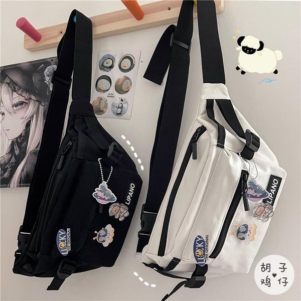

belts korean ins street fashion outfit tooling chest men's japanese harajuku black vintage belt girl students' crossbody bag, Black;brown