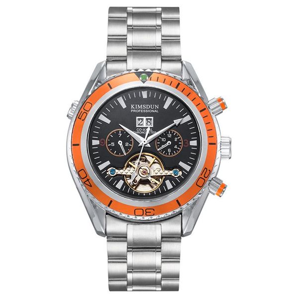 

wristwatches fashion watch men's waterproof steel belt tourbillon automatic multi-function luxury mechanical explosion wa94, Slivery;brown