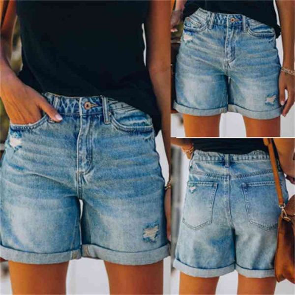 

short short women's brim breeches will see ripped hole folded pockets ladies beachwear shorts, White;black