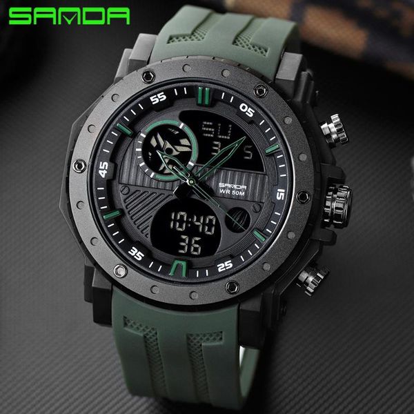 

wristwatches sanda fashion men's watch military sports quartz 5atm waterproof clock relogios masculino6012, Slivery;brown