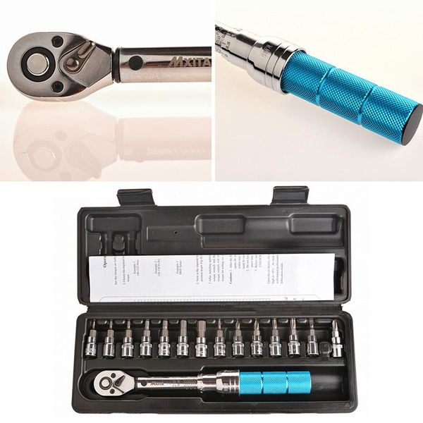 

professional hand tool sets 1/4" 2-14nm click adjustable torque wrench bicycle repair tools kit bike spanner set