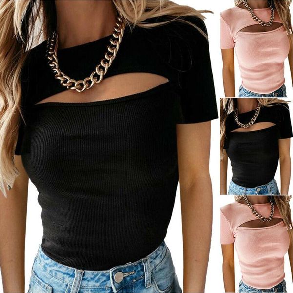 

women's t-shirt short sleeve summer solid blouse casual slim shirts, White