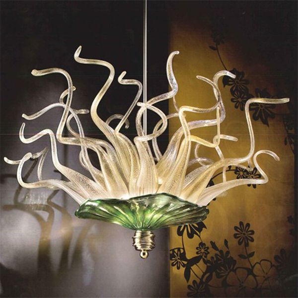 

art deco led amber and green color simple lamps hand blown glass chandelier for living room bedroom home decoration pendant lightings fixtur