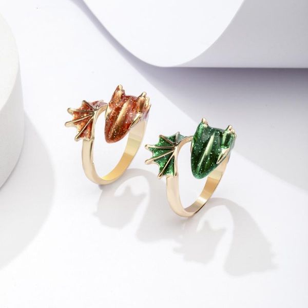 

wedding rings 2021 european and american enamel glaze black knight dragon ring opening adjustable hip hop rock trend couple jewelry jewelr, Slivery;golden