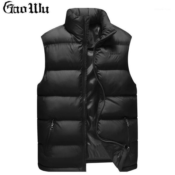 

men's down & parkas gaowu -selling vest men winter sleeveless jacket warm thick hooded coats male zipper work waistcoat, Black