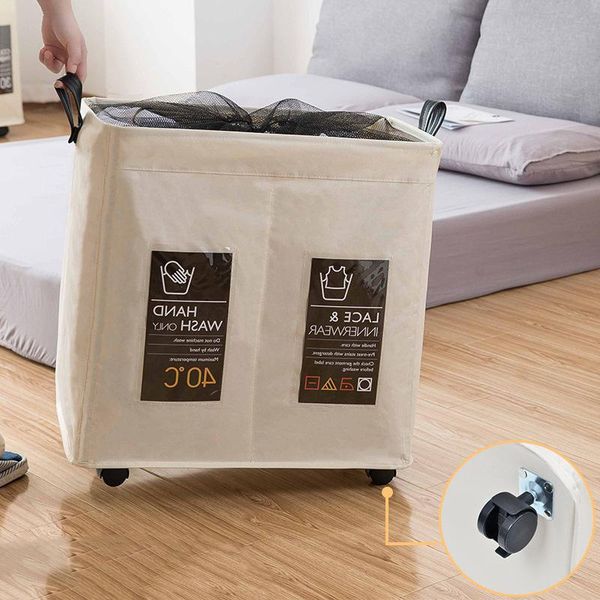 

foldable laundry basket with wheels removable bags portable clothes organizer storage large capacity & organization