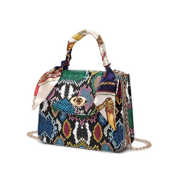 

waist bags silk scarf colorful snake pattern lock portable small square bag leisure mobile phone