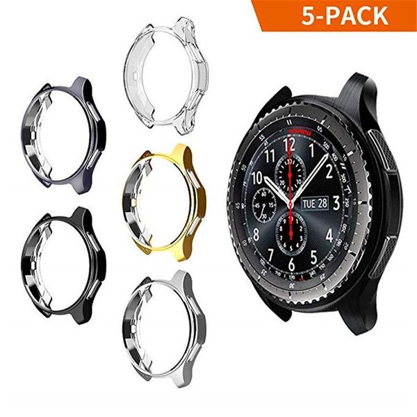 

watch bands soft tpu case s3 for samsung watches classic and drop protection sleeve galaxy sm-r800 46mm smart, Black;brown