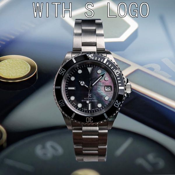 

wristwatches vintage watch 1978 japanese nh35 automatic movement men's 40mm sapphire mirror green luminous black pearl shell dial with, Slivery;brown