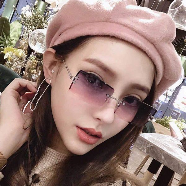 

sunglasses retro small rectangle women rimless square sun glasses for summer style female uv400, White;black