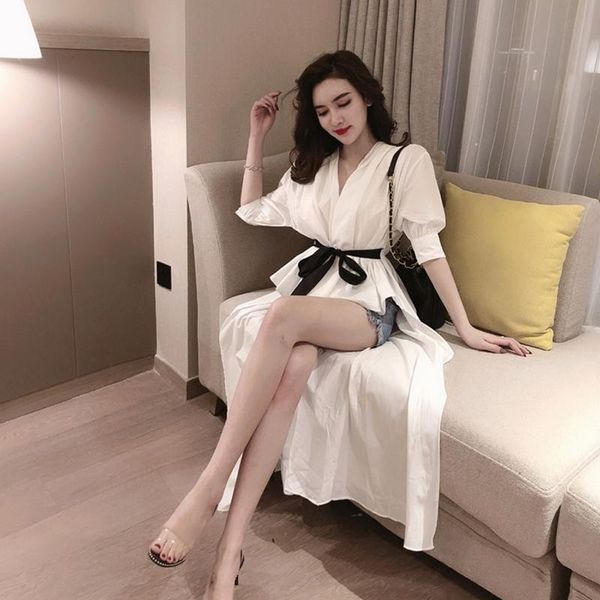 

women's blouses & shirts streetwear designer fashion brand summer women lady chiffon long blusa bow vetement femme white black