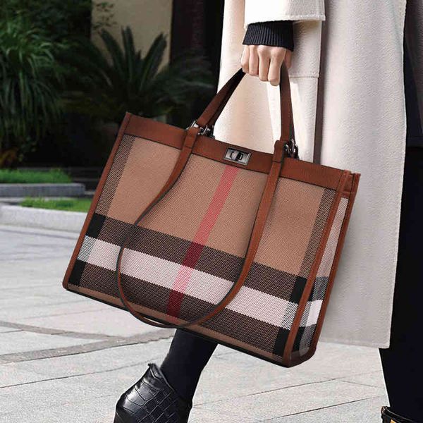 

handbags bags fashion leisure large capacity leather women's trend 2022 high-grade plaid tote, Black;red