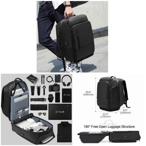 

men travel lapbackpack water repellent functional rucksack with usb port jl