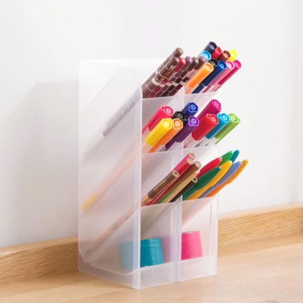 

vertical plastic 4 grids deskstorage box nordic style pen pencil holder multifunctional cosmetic drawer organizer boxes & bins