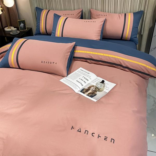 

bedding sets luxury nordic process pure cotton 4-piece set 100 summer quilt cover simple naked bed sheet
