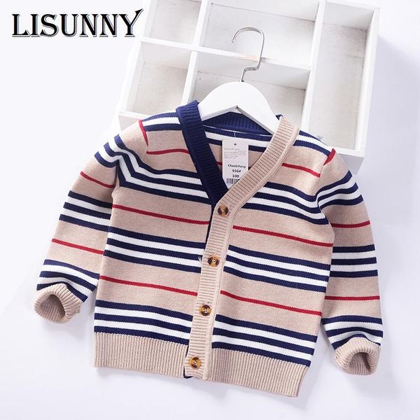 

cardigan boys sweater 2021 autumn winter v-neck children coat casual spring baby school kids stripe infant clothes, Blue