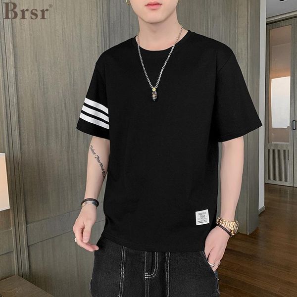 

men's t-shirts summer man short sleeve clothing fashion loose oversized student cotton leisure half t shirt for tshirt, White;black