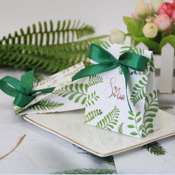 

gift wrap 50pcs green leaves candy box wedding favors paper bag packaging birthday decor with ribbon