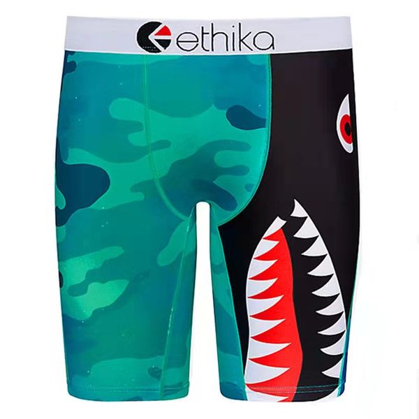 

underpants ethika tight and extended camouflage sports underwear ice silk anti-wear leg men's flat pants long leg running 412, Black;white