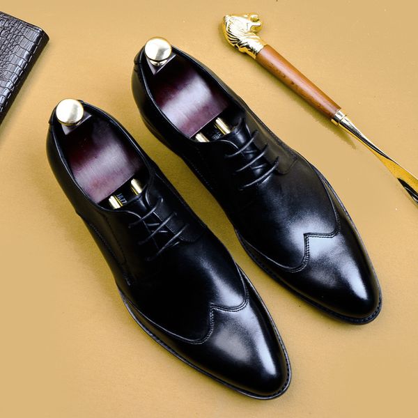 

dress shoes desai de alta qualidade artesanal oxford vestido sapatos masculinos genuÃ­no couro vaca terno calÃ§ados casamento formal om46, Black