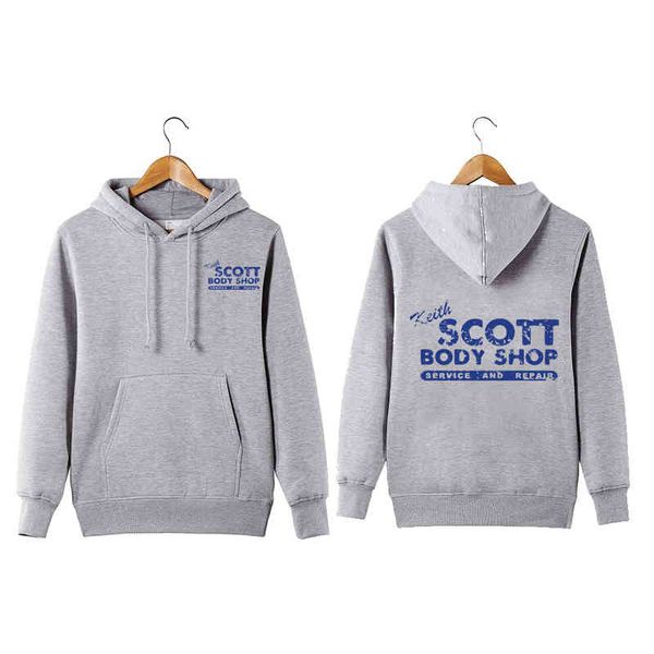 

vintage style pullover one tree hill car mechanic keith scott body shop hoodie sweatershirt, Black