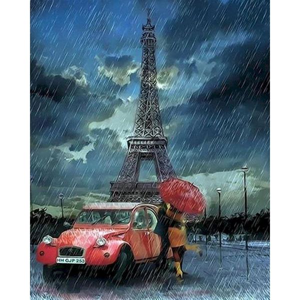 

paintings chenistory oil painting by numbers iron tower in rain diy paint number canvas kits for adults gift home decor
