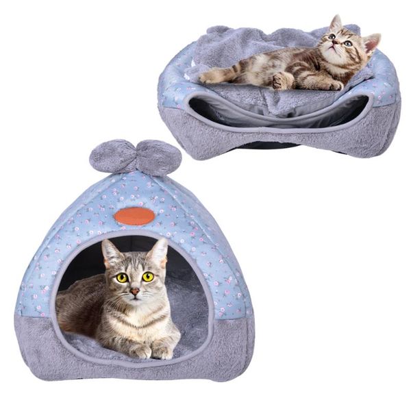 

cat beds & furniture didihou house bed bow soft wamr winter dog kennel for small medium puppy kitten 1 pcs