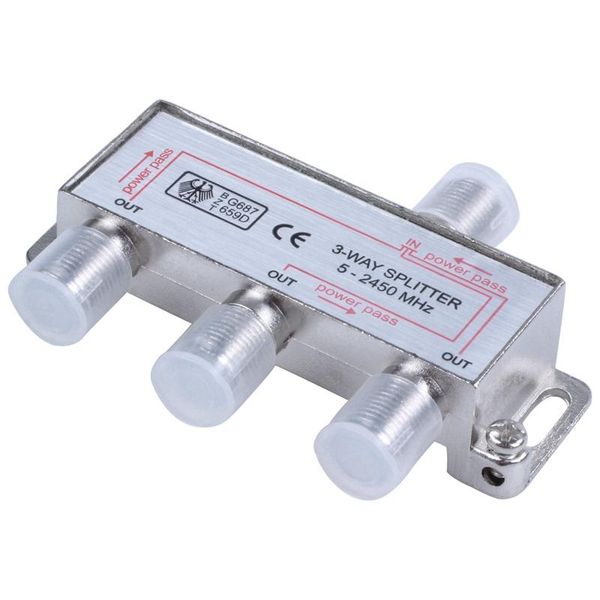 

way f plug splitter 1 into 3 out satellite sky signal computer cables & connectors