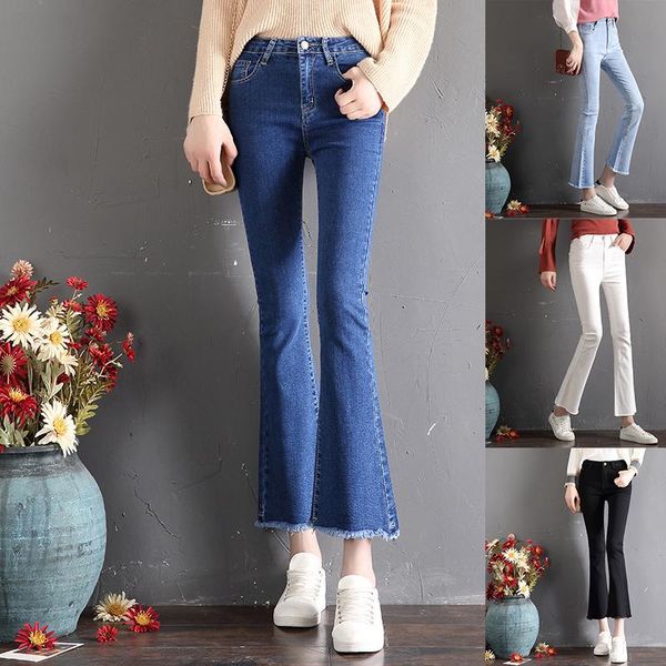 

light blue high waist flare jeans women fashion bodycon trousers pants women's