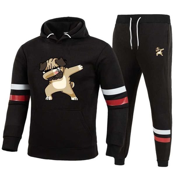 

men's tracksuits hooded sportswear cotton polyester drawstring trendy fashion autumn and winter pullover suit s-3xl, Gray