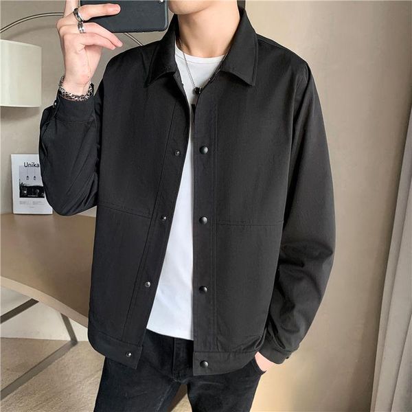 

men's jackets jacket 2021 autumn-winter slim solid color workwear long-sleeved loose casual personality youth wear, Black;brown