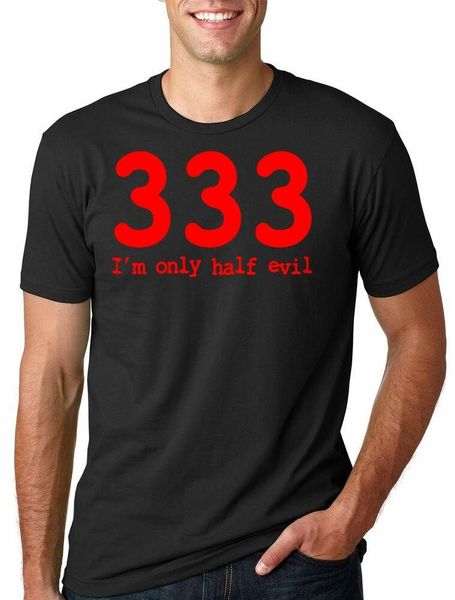 

333 half evil t-shirt 666 funny tee shirt t-shirt, White;black