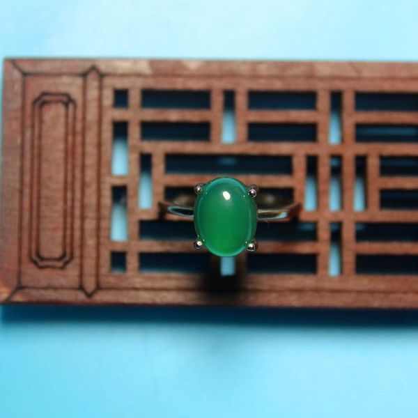 

cluster rings [ factory direct sale] fashion jewelry classic greenseachalcedony silver plating ring for women high fluorescing, Golden;silver