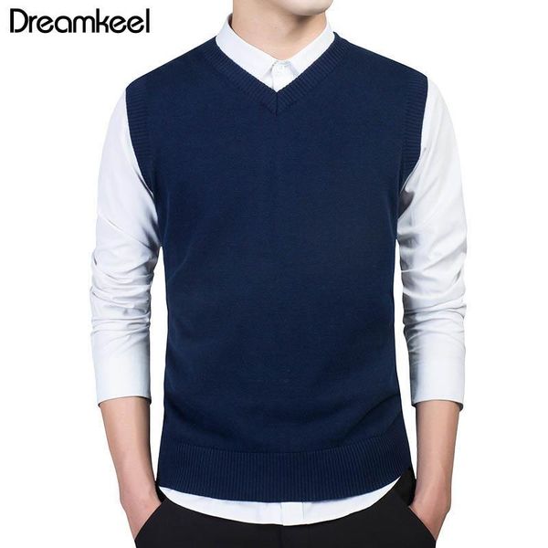 

men's vests pullover sweater vest brand clothing men autumn v neck slim sweaters sleeveless warm cotton casual y c8zz, Black;white