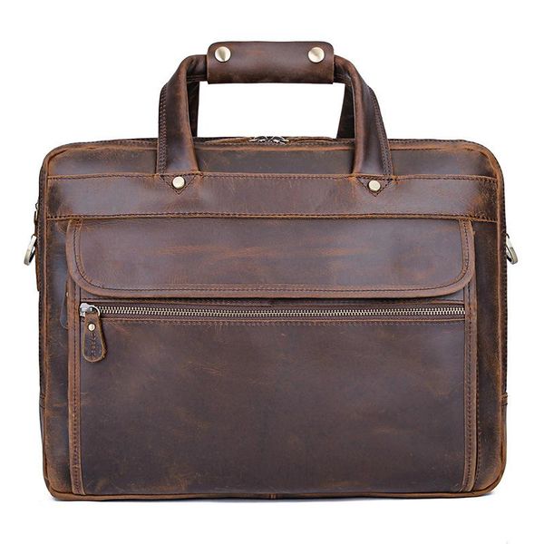 

15" men's briefcase lapbusiness travel hand bags genuine leather large capacity briefcases shoulder bag male