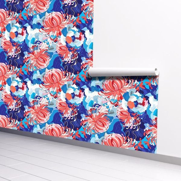 

chinoiserie wallpaper bedroom wall covering modern vintage floral chrysanthemum flower paper home decor wallpapers