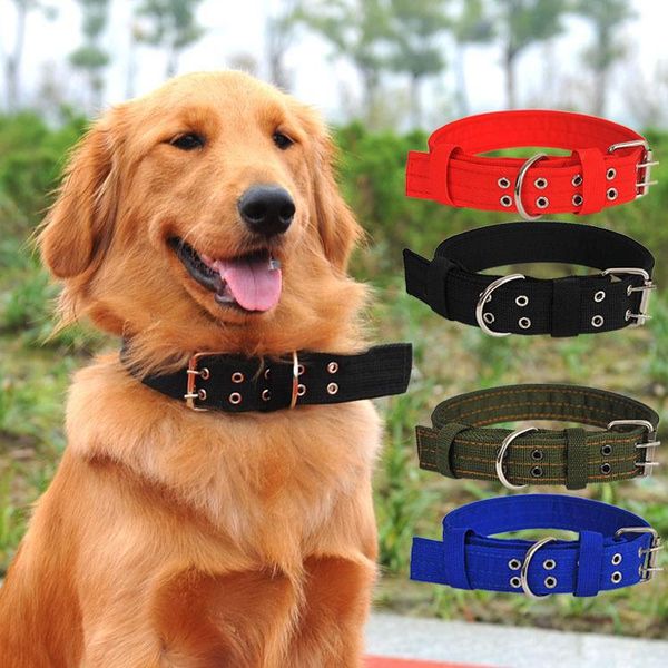 

dog collars & leashes adjustable double-breasted for small large dogs army green canvas nylon puppy collar pet training product