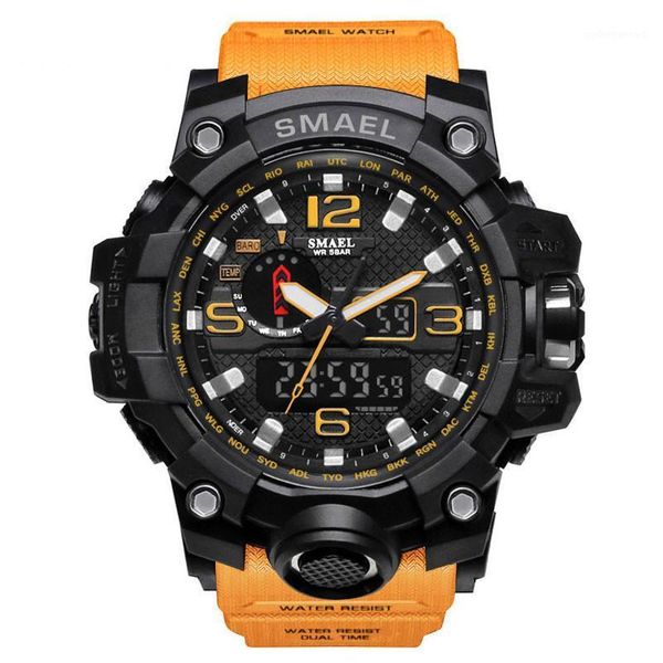 

wristwatches casual sport watches relogio masculino men's multi-function dual display dial outdoor waterproof wristwatch, Slivery;brown