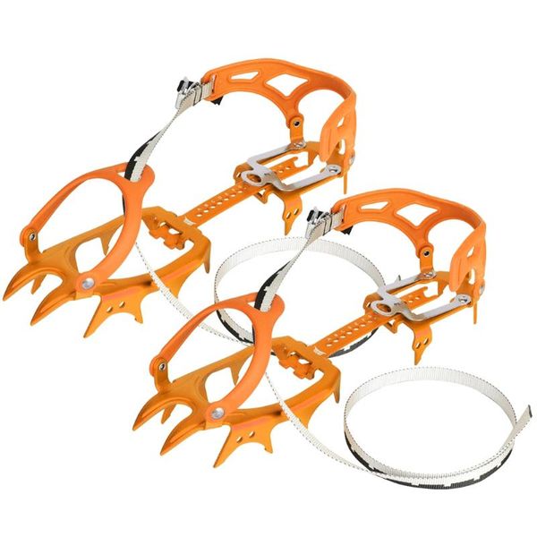 

cords, slings and webbing 1pair 14 teeth ice crampons anti slip shoe grips spikes cleats for outdoor snow hiking climbing blue/orange