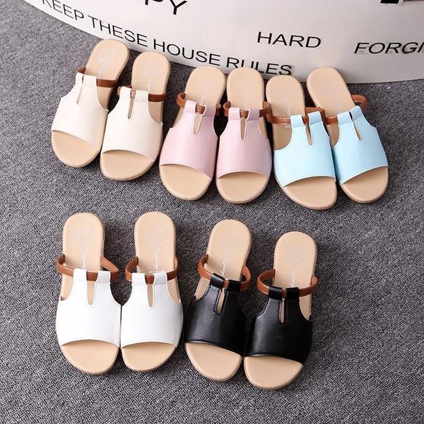 

sandals women's 2021 flat korean heel beach shoes, Black