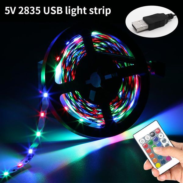 

strips usb led strip 2835 rgb flexible luces light dc5v color changeable tv background lighting decor